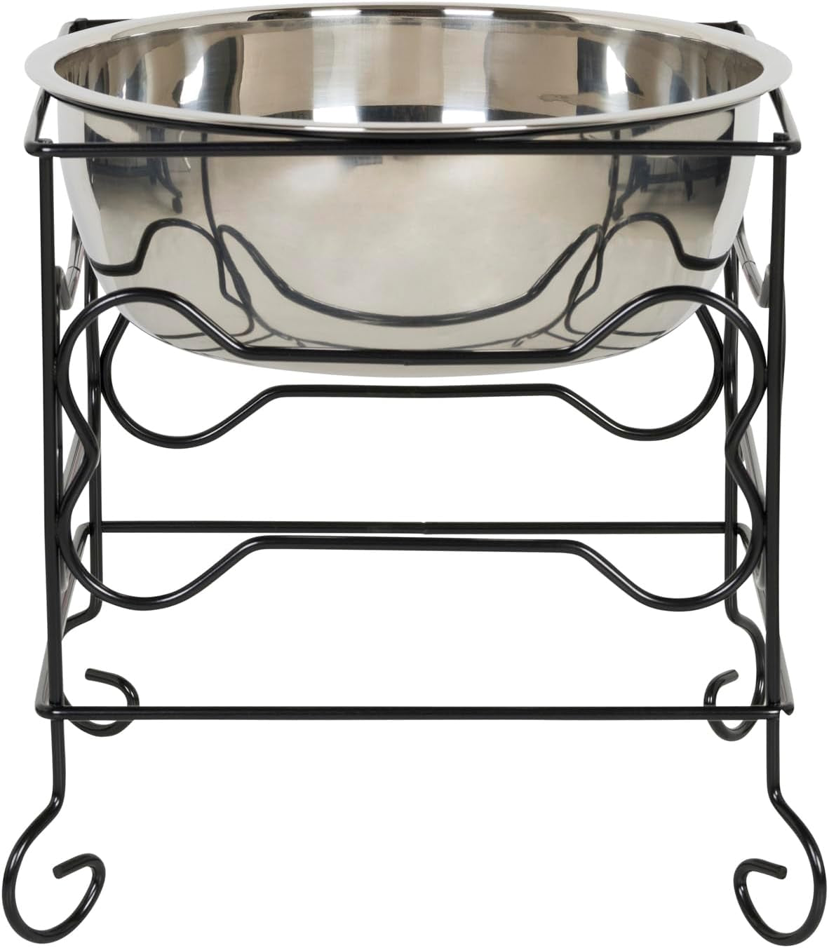 10-Inch Black Wrought Iron Stand with Single Elevated Stainless Steel Feeder Bowl