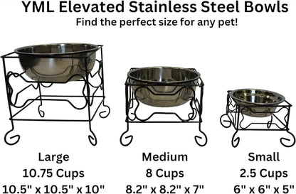 10-Inch Black Wrought Iron Stand with Single Elevated Stainless Steel Feeder Bowl